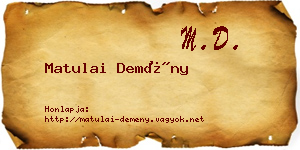Matulai Demény névjegykártya